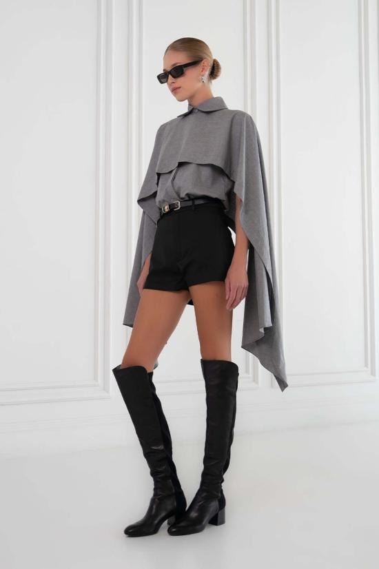  파렌테지 블라우스 로우 케이프 셔츠 그레이 - PARENTEZI