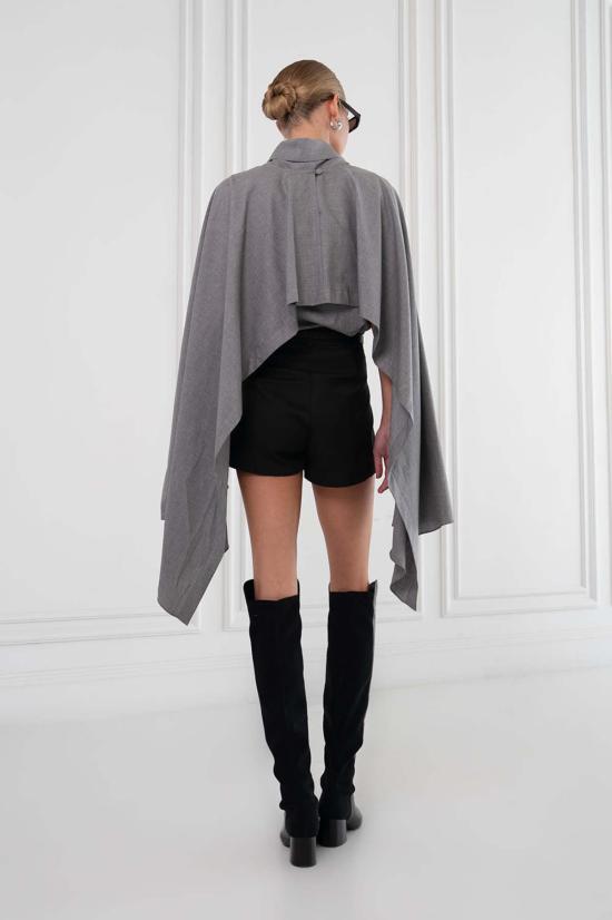  파렌테지 블라우스 로우 케이프 셔츠 그레이 - PARENTEZI