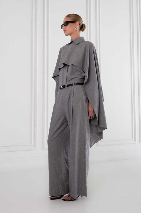  파렌테지 블라우스 로우 케이프 셔츠 그레이 - PARENTEZI