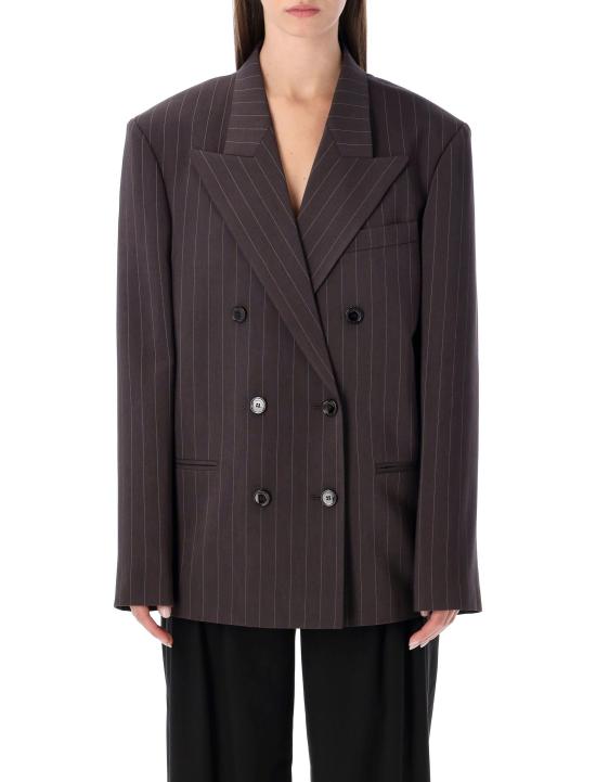 25FW 마그다뷰트림 자켓 107925 BROWN PIN BROWN PIN STRIPE