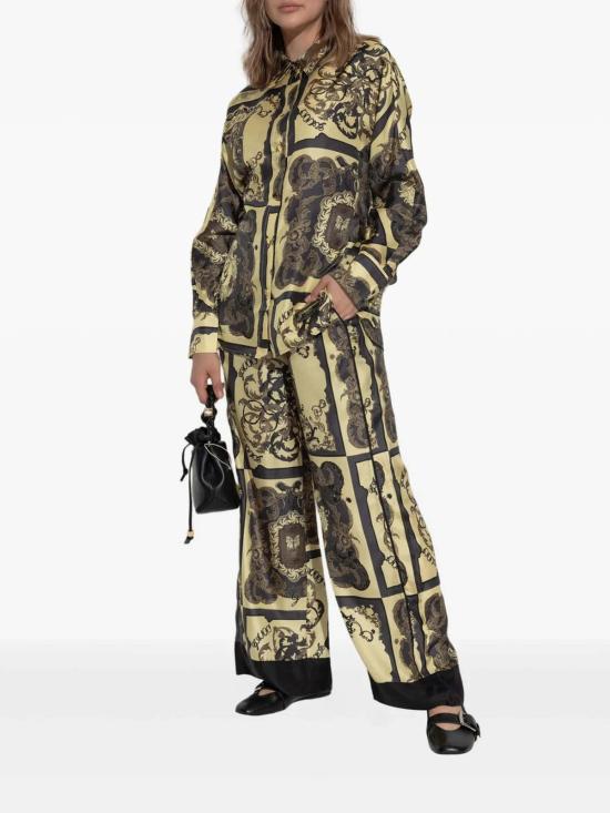  가니 블라우스 프린트 실크 트윌 긴팔 셔츠 팝콘 - GANNI