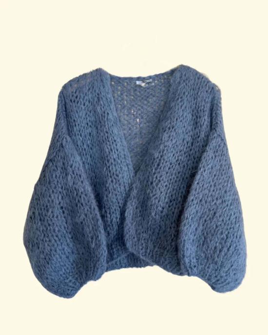  Maiami 가디건 마이애미 샤기 알파카 봄버 카디건 그레이 블루