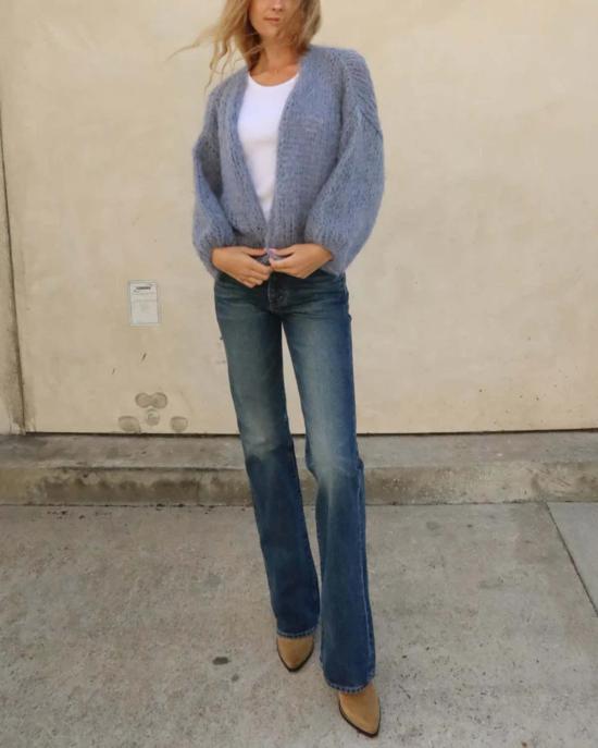  Maiami 가디건 마이애미 샤기 알파카 봄버 카디건 그레이 블루 - OTHER BRANDS