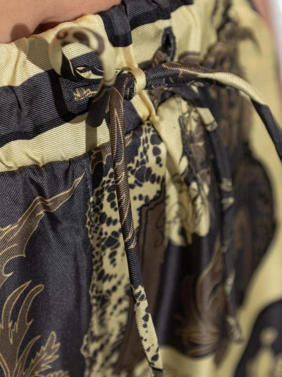  가니 팔라초 팬츠 프린트 실크 트윌 탄성  팝콘 - GANNI