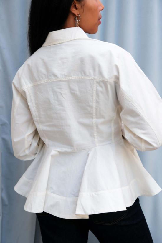  가니 셔츠 스트레치 코튼 페플럼 셔츠 에그렛 - GANNI