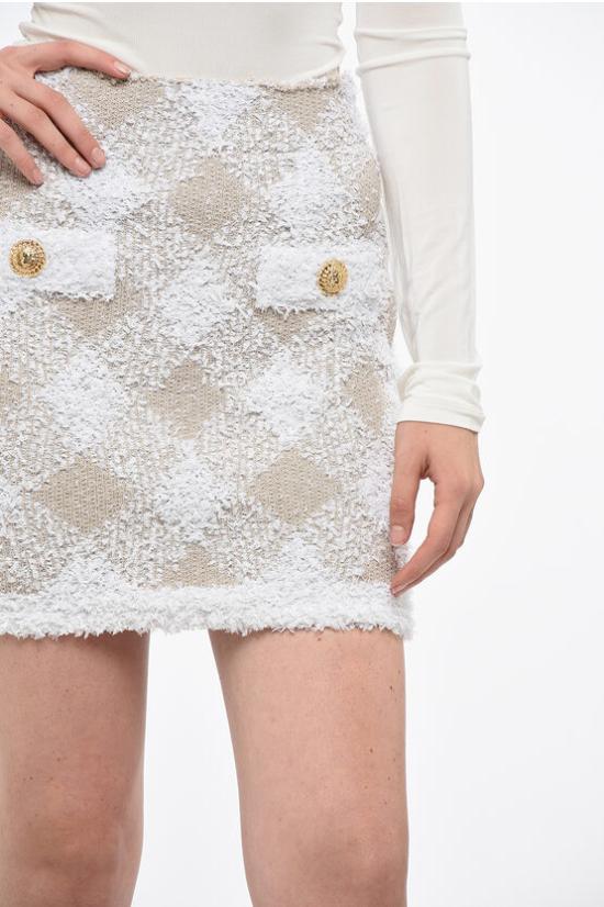  발망 숏 스커트 DF0LB015KH66 GVS Pink - BALMAIN