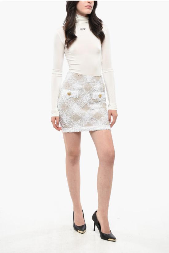  발망 숏 스커트 DF0LB015KH66 GVS Pink - BALMAIN