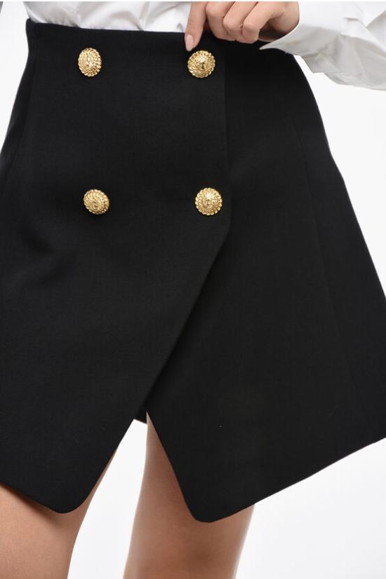  발망 숏 스커트 DF1LA501WC09 0PA Black - BALMAIN