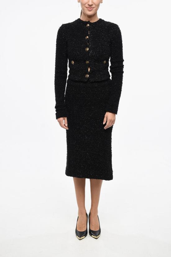  발렌시아가 트위드 크롭 가디건 793604T3328 1000 Black - BALENCIAGA