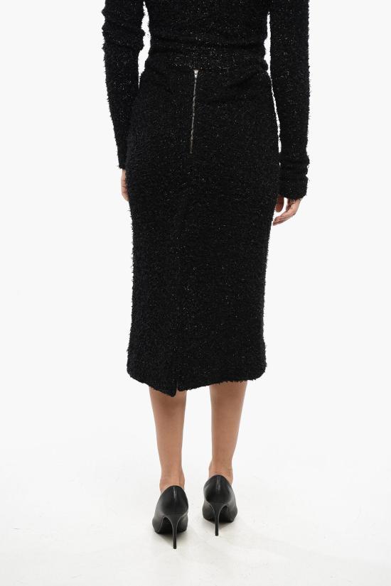  발렌시아가 트위드 미디 스커트 793601T3328 1000 Black - BALENCIAGA