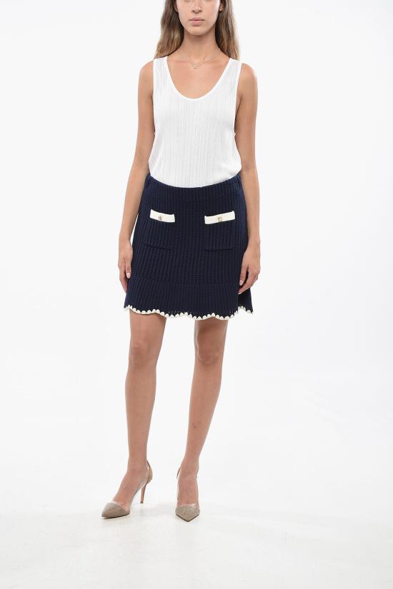  셀프 포트레이트 숏 스커트 PF24131SK NAVY Blue - SELF PORTRAIT