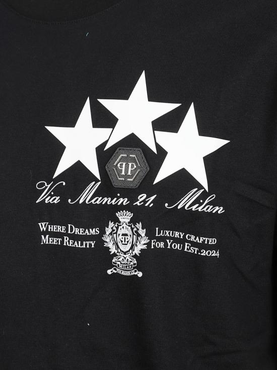 25FW 필립 플레인 반팔 티셔츠 MTK8478PJY002N02 Black - PHILIPP PLEIN