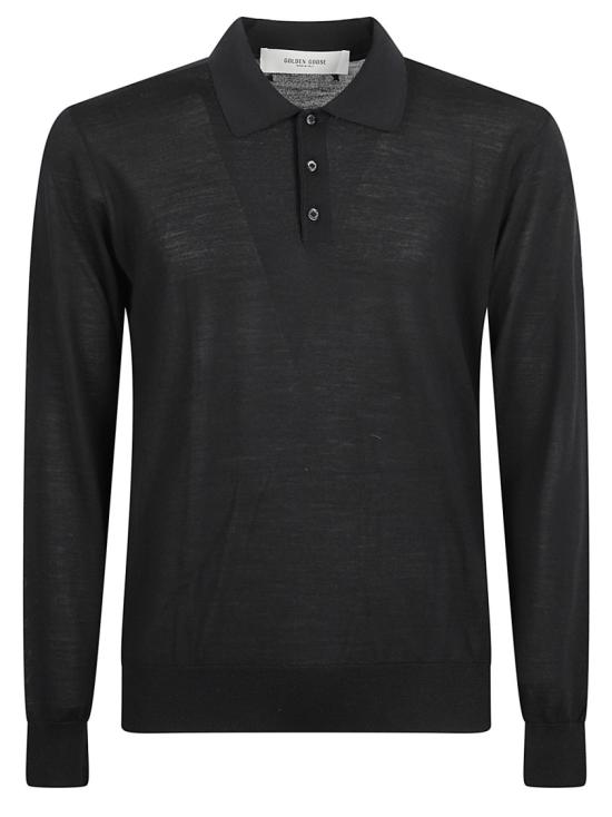 25FW 골든구스 메리노 울 롱 슬리브 폴로 셔츠 GMP01353P00104190100 Black