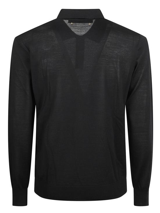 25FW 골든구스 메리노 울 롱 슬리브 폴로 셔츠 GMP01353P00104190100 Black - GOLDEN GOOSE