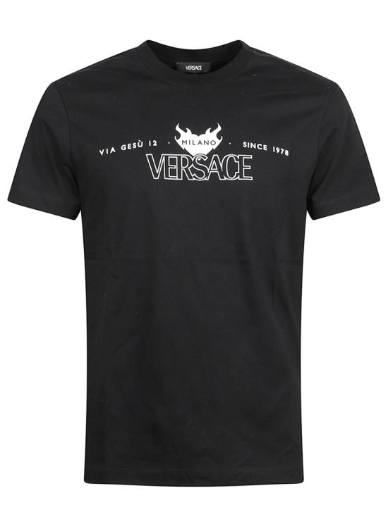 25FW 베르사체 반팔 티셔츠 10139441A143772B510 Black