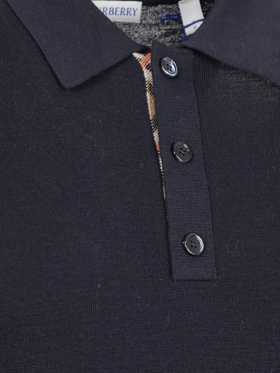 25FW 버버리 울 폴로 셔츠 8112159 A1222 Black - BURBERRY