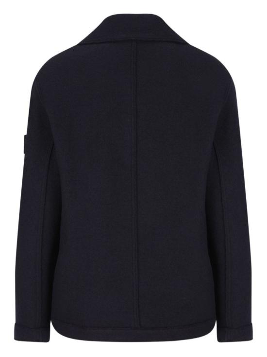 25FW 스톤 아일랜드 펠티드 RWS 울 더블 브레스티드 피 코트 K2S155100059 Black - STONE ISLAND