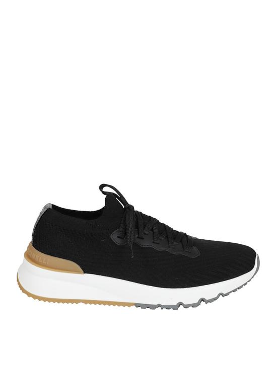 25FW 브루넬로 쿠치넬리 코튼 니트 세미 폴리쉬드 카프스킨 러너 MZUPMBO252 CIK10 Black