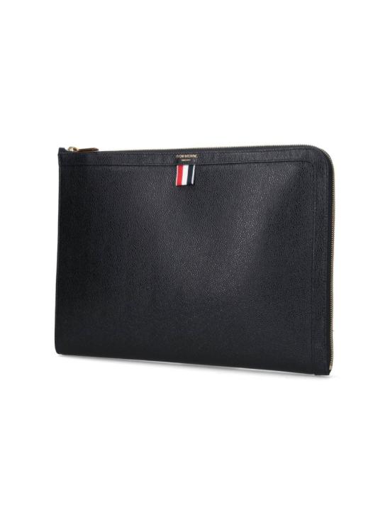  톰브라운 페블 그레인 레더 도큐먼트 거싯 폴리오 MAC074A 00198001 Black - THOM BROWNE