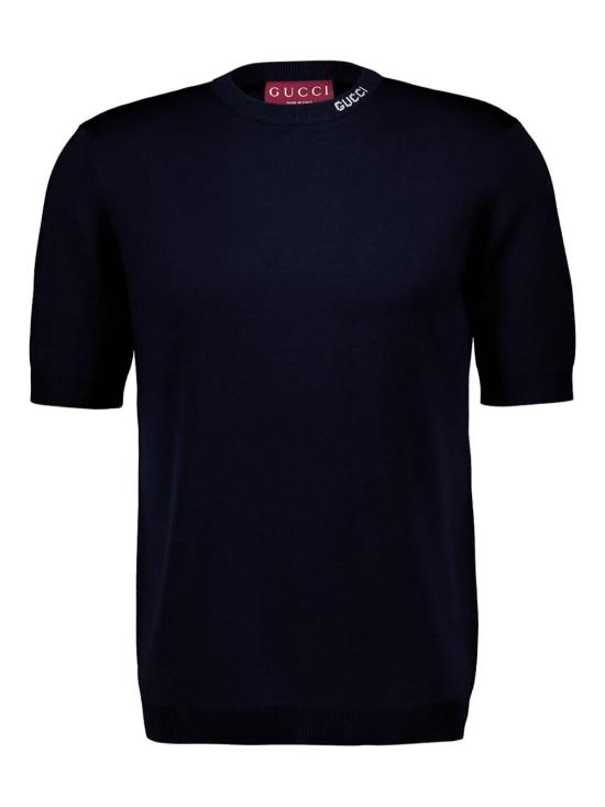 25FW 구찌 인타르시아 실크 코튼 티셔츠 787736 XKD2A4137 Blue