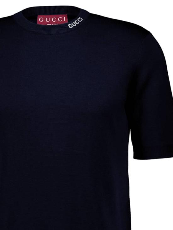 25FW 구찌 인타르시아 실크 코튼 티셔츠 787736 XKD2A4137 Blue - GUCCI