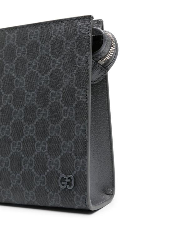 25FW 구찌 바이컬러 올오버 GG 파우치 768255 FACQC1048 BLACK STEEL STEEL - GUCCI