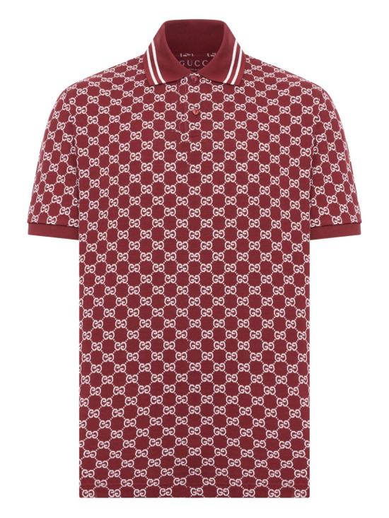 25FW 구찌 코튼 피케 자카드 폴로 셔츠 788024 XJHHN6320 ROSSO ANCORA WHITE M