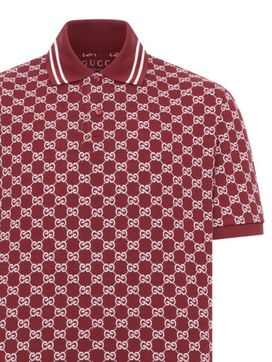 25FW 구찌 코튼 피케 자카드 폴로 셔츠 788024 XJHHN6320 ROSSO ANCORA WHITE M - GUCCI