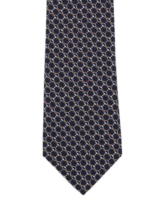 25FW 구찌 홀스빗 실크 자카드 타이 836126 4E0094163 Navy light grey - GUCCI