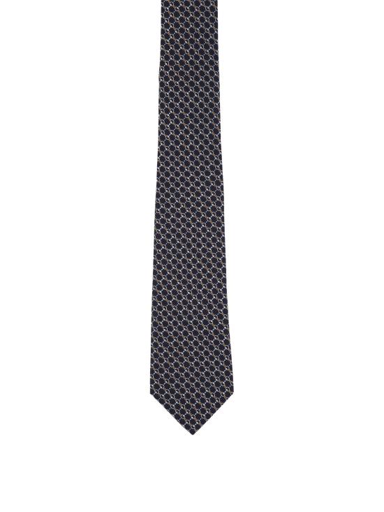 25FW 구찌 홀스빗 실크 자카드 타이 836126 4E0094163 Navy light grey