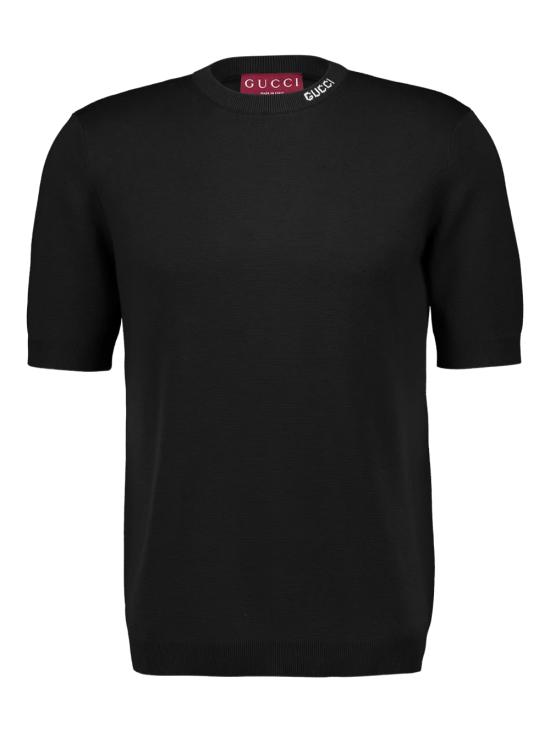 25FW 구찌 인타르시아 실크 코튼 티셔츠 787736 XKD2A1070 Black