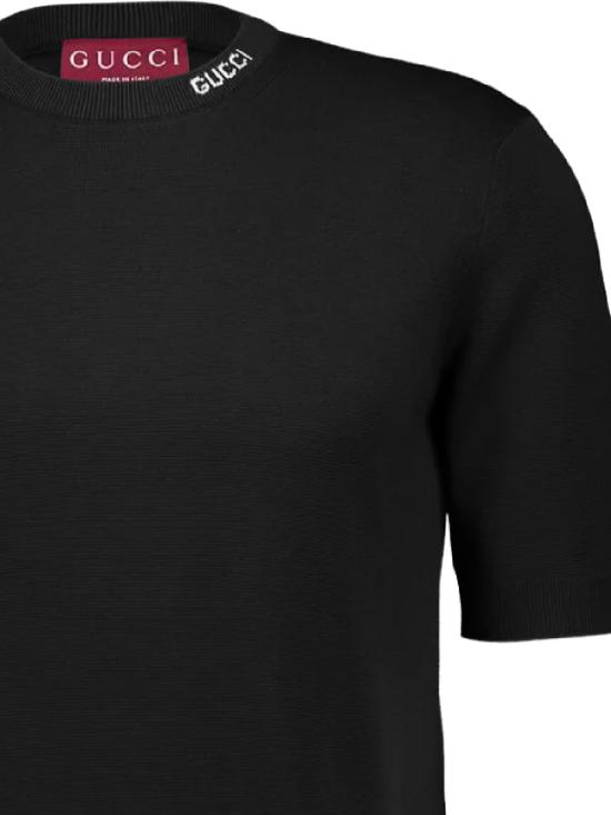 25FW 구찌 인타르시아 실크 코튼 티셔츠 787736 XKD2A1070 Black - GUCCI