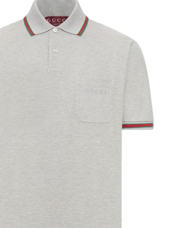 25FW 구찌 코튼 폴로 셔츠 795174 XJHEE1056 GREY MELANGE MIX - GUCCI