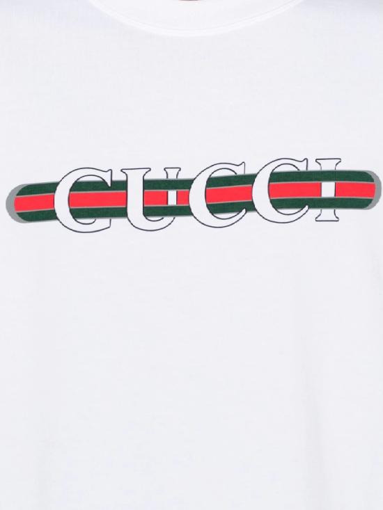 25FW 구찌 프린트 디테일 코튼 저지 티셔츠 784361 XJGKB9074 White mc - GUCCI