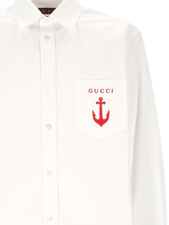 25FW 구찌 포켓 자수 셔츠  833294 Z7AUX9000 White - GUCCI