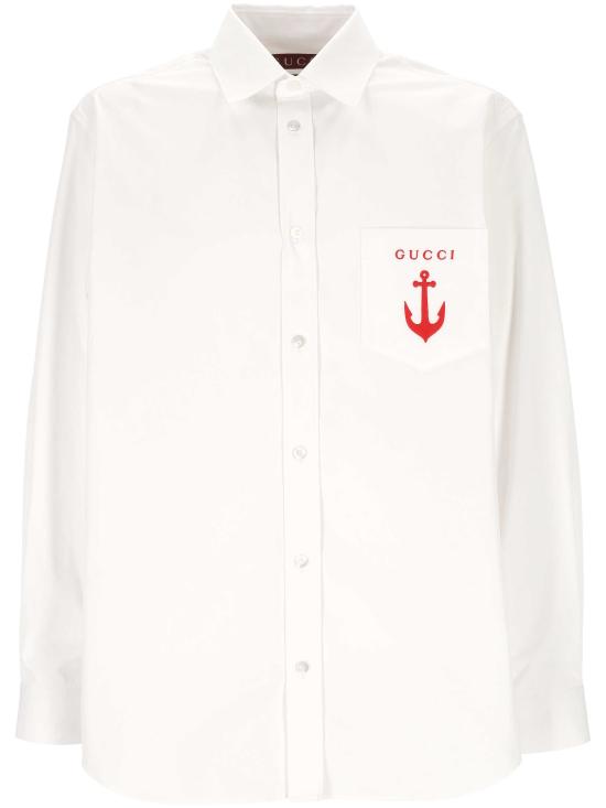 25FW 구찌 포켓 자수 셔츠  833294 Z7AUX9000 White