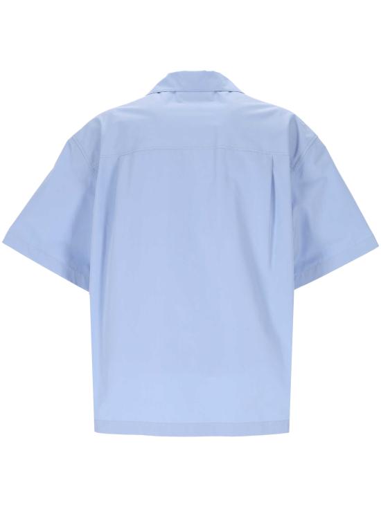 25FW 구찌 GG 포켓 캠프 칼라 코튼 포플린 반팔 셔츠 810604 Z7AUX4850 Blue - GUCCI