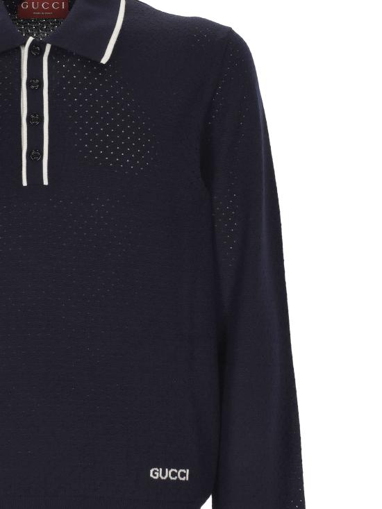 25FW 구찌 버튼 플라켓 폴로 스웨터 824573 XKESP4423 White - GUCCI