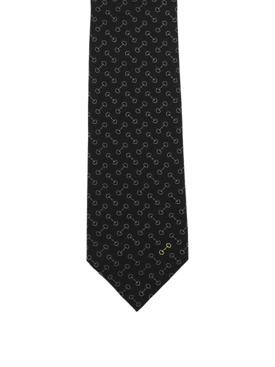 25FW 구찌 홀스빗 실크 자카드 타이 836134 4E0091063 Black light grey - GUCCI