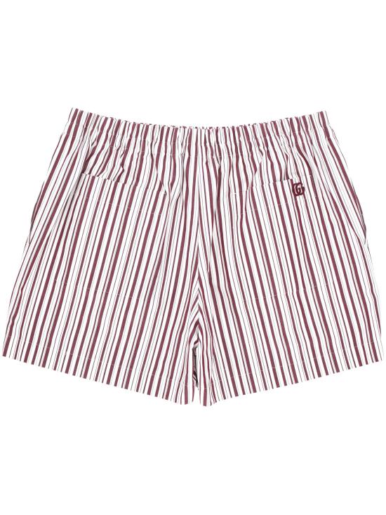 25FW 구찌 스트라이프 코튼 자수 쇼츠 반바지 810783 Z7AR09081 WHITE ROSSO ANCORA M - GUCCI