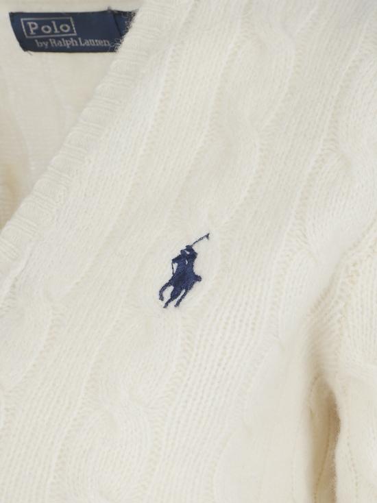 25FW 폴로 랄프로렌 포니 로고 자수 케이블 니트 v넥 스웨터 211971866 001 CREAM - POLO RALPH LAUREN