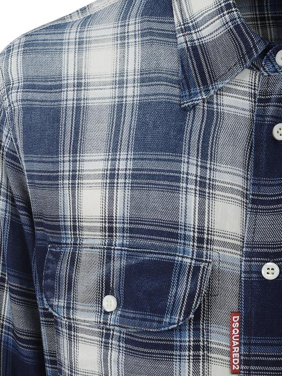 25FW 디스퀘어드2 긴팔 셔츠 S74DM0958 D35206 001F INDIGO CHECK - DSQUARED2