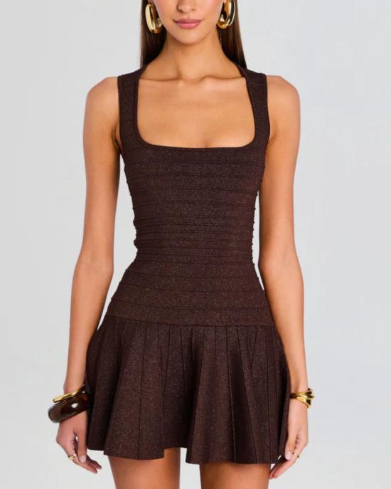  레트로페테 숏 원피스 카테리나 니트 드레스 메탈릭 에스프레소 - RETROFETE