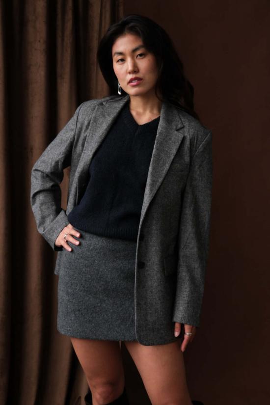  던스트 숏 스커트 울 미니 스커트 멜란지 그레이 - DUNST