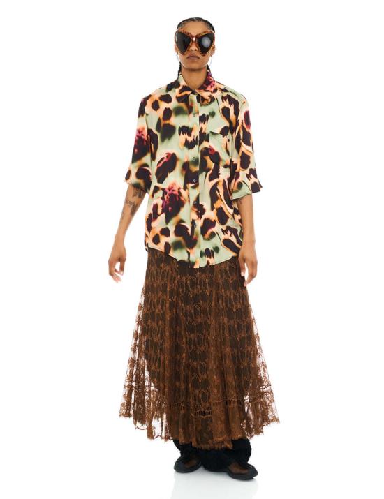  콜리나 스트라다 탑 드리피 레오파드 써니 버튼업 셔츠 - COLLINA STRADA