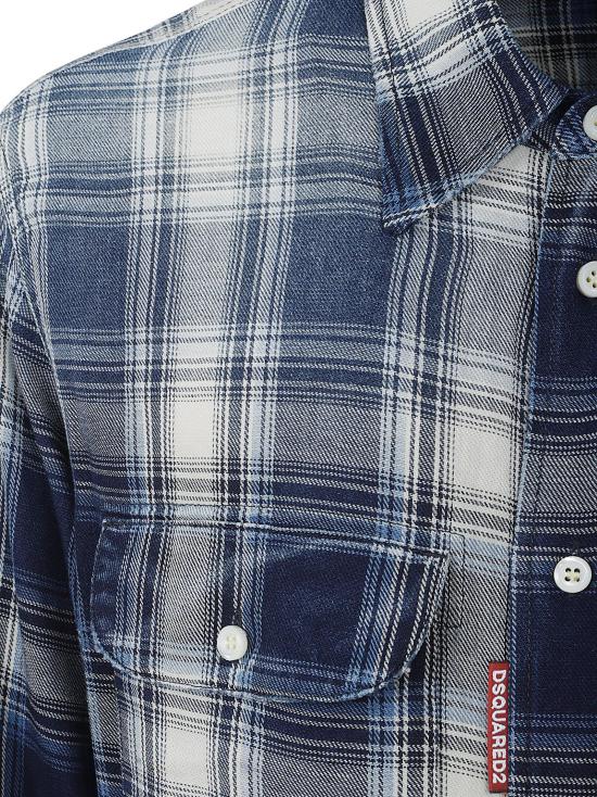 25FW 디스퀘어드2 긴팔 셔츠 S74DM0958 D35206 001F INDIGO CHECK BLUE - DSQUARED2