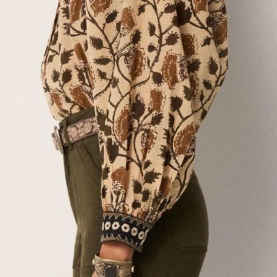  메종 호텔 블라우스 보태니컬 플로라 아멜리아  카키 포레스트 - MAISON HOTEL