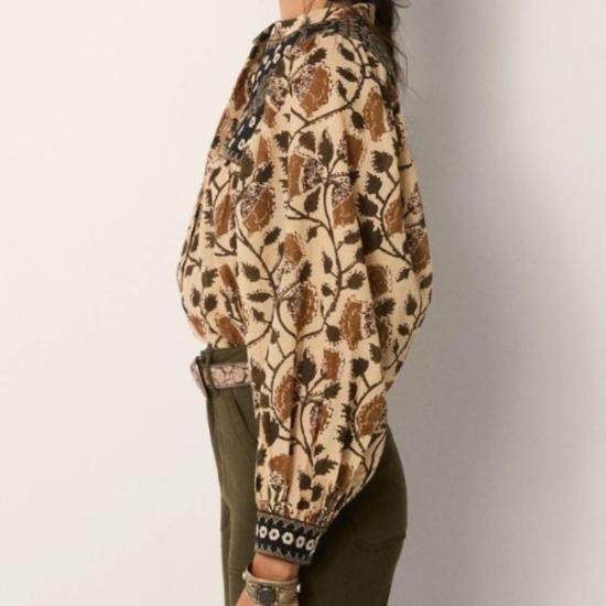  메종 호텔 블라우스 보태니컬 플로라 아멜리아  카키 포레스트 - MAISON HOTEL