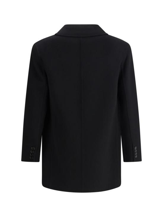 25FW 생로랑 더블 페이스 펠트 소재 피코트  837180Y060R 1005 Black - SAINT LAURENT