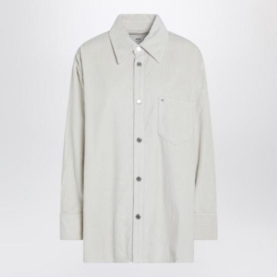 25FW 아미 코듀로이 벨벳 사이드 슬릿 오버셔츠 USH793CO0131 R AMI 185 BLUE